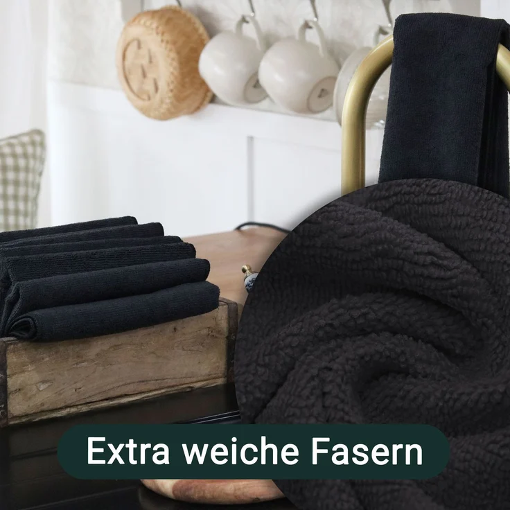 ZOLLNER 10er Set Mikrofasertücher für streifenfreien Glanz, saugstark, schwarz – Bild 5