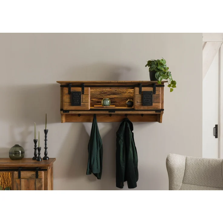 Wandregal Mango / Altholz 115x30x45 natur lackiert RAILWAY LUX #150 – Bild 9