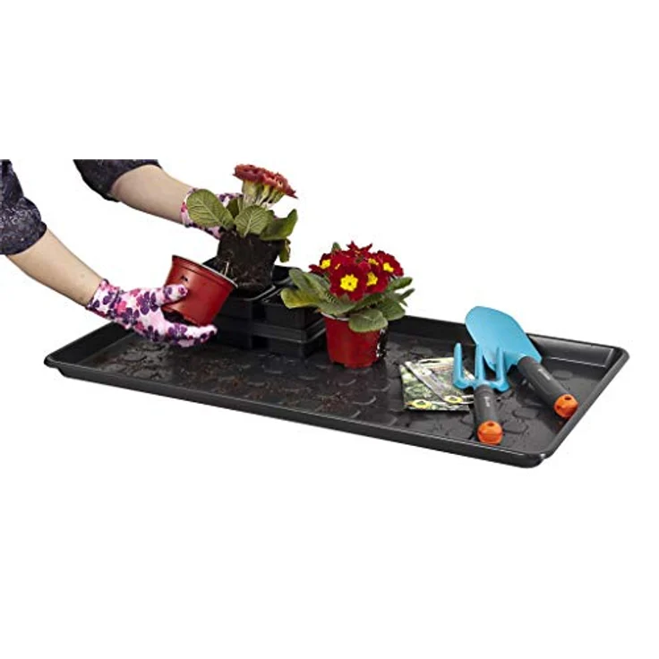 Kreher XL Mehrzweckablage, Schuhablage aus robustem Kunststoff in Schwarz, rechteckig, ca. 75,5 x 38 x 3 cm, abwaschbar und witterungsbeständig – Bild 5