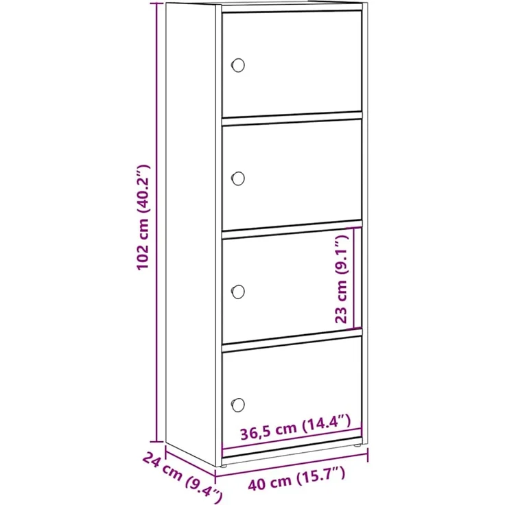 vidaXL Bücherregal Schwarz Eichen-Optik 40x24x102 cm Holzwerkstoff 860374 – Bild 11
