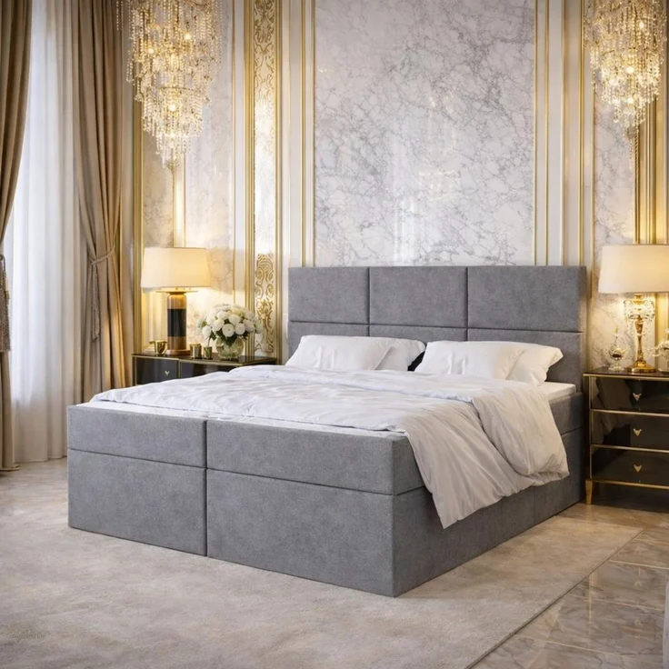 KRISAN MÖBEL Kontinentalbett DREAM2 Grau mit 2 Bettkasten und ergonomischem Topper, Bonell-Federkern Matratze, 120 x 200 cm – Bild 6