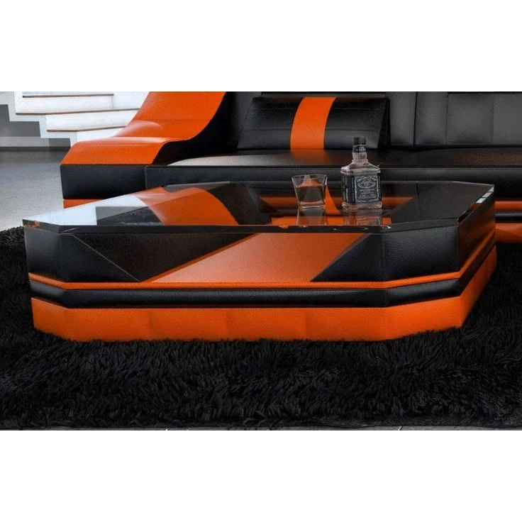 Sofa Dreams - Wohnzimmertisch Turino – Modern & Stilvoll - Kunstleder - Schwarz-Orange – Bild 3