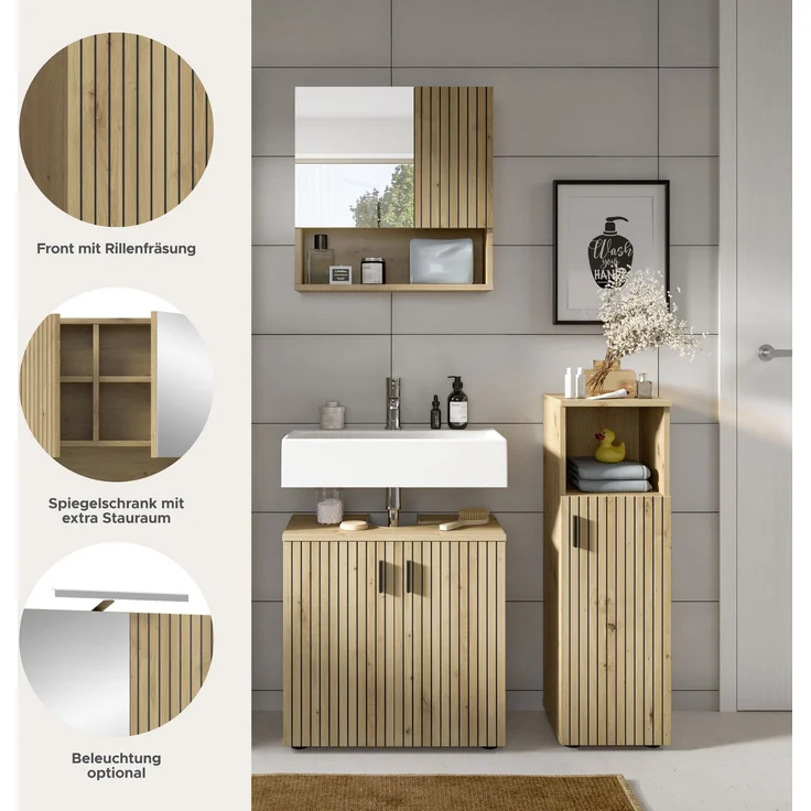 Badkombination B/H/T: 105x180x30 cm in Artisan Oak Nachbildung und -- – Bild 8