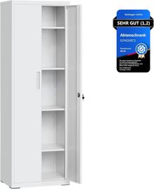 Songmics Aktenschrank mit 5 Ebenen, Stahl hellgrau, 60 x 40 x 180 cm