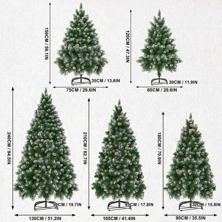 FIVMEN Künstlicher Weihnachtsbaum Künstlicher Weihnachtsbaum PVC Tannenbaum Christbaum mit Schnee-Effekt – Bild 2