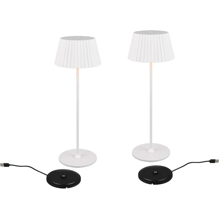2er SET Akku LED Tischlampen kabellos für Innen & Außen, Weiß - Höhe 39cm – Bild 2