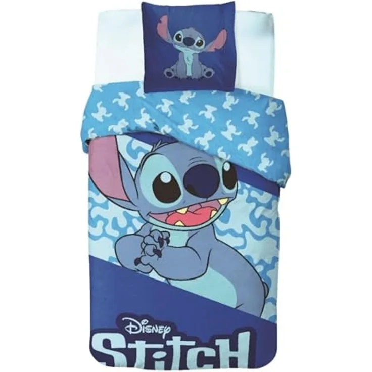 Lilo & Stitch Bettwäsche in Blau Wendebettwäsche für Kinder Bettbezug 135x200 cm