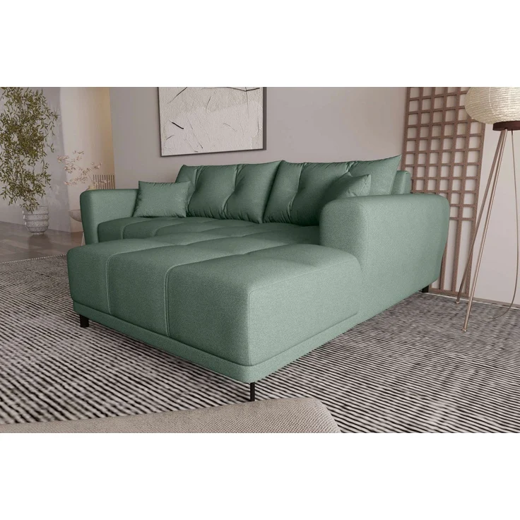 99rooms Massimo Ecksofa Strukturstoff NEVE Salbeigrün mit Schlaffunktion Rechts – Bild 1