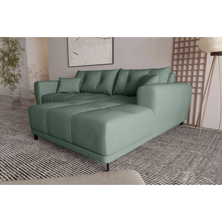 99rooms Massimo Ecksofa Strukturstoff NEVE Salbeigrün mit Schlaffunktion Rechts