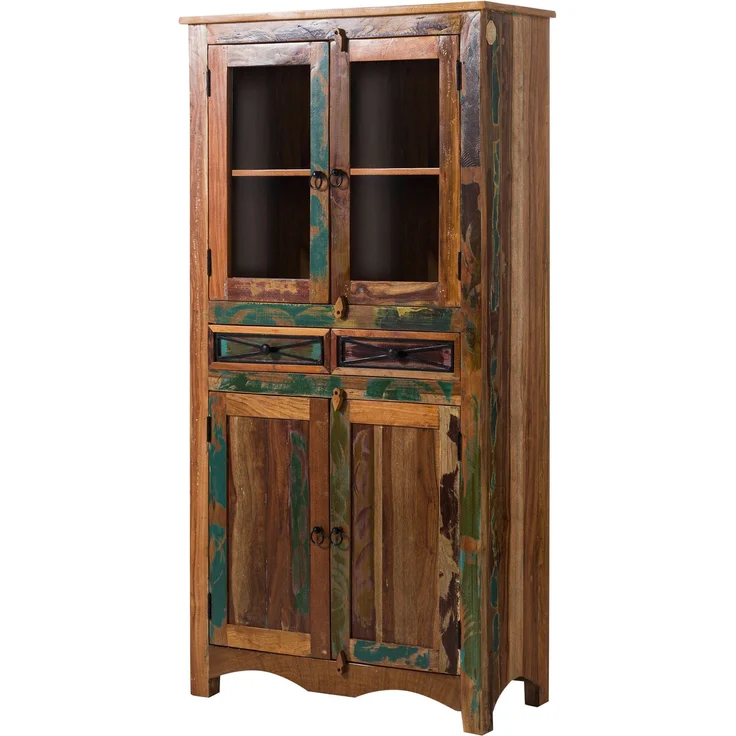 Vitrine Altholz 90x40x180 mehrfarbig lackiert NATURE OF SPIRIT #08 – Bild 1