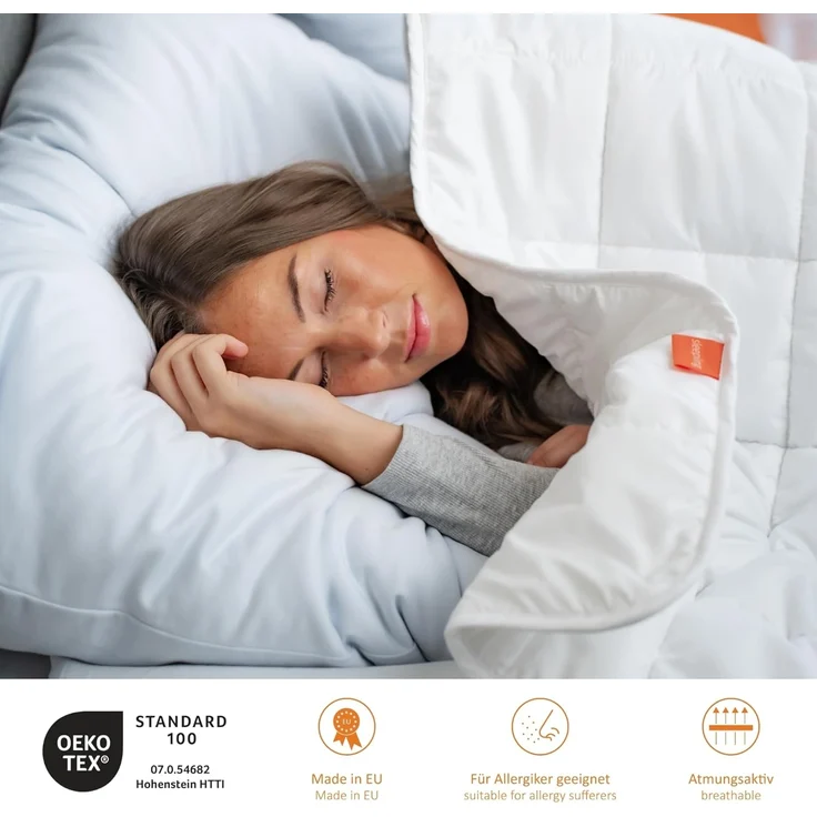 sleepling Kopfkissen Basic 200, Füllung: 100% Klima Faser, Bezug: Mischgewebe aus 52% Mikrofaser / 48% Baumwolle, Seitenschläfer, Rückenschläfer, Bauchschläfer, hergestellt in der EU, allergikerfreundlich – Bild 2