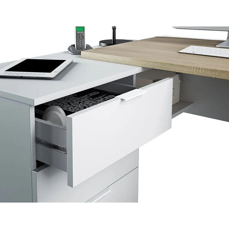 Büromöbel-Set >OFFICE< (Büromöbel-Set) in Canadian Eiche/Artik Weiß – Bild 7