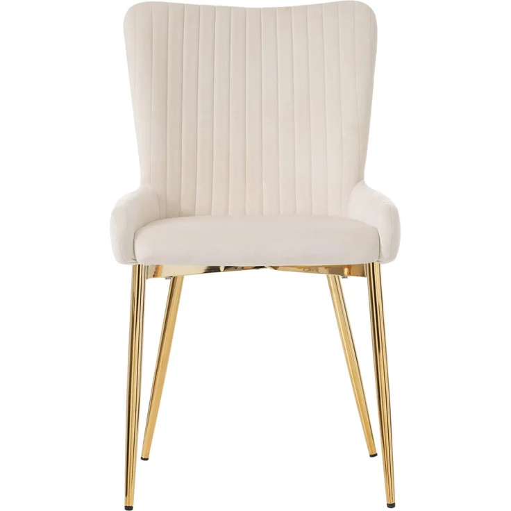 Esszimmerstuhl 2er-Set, Samt mit Metallgestell, Lounge-Design, 85x43x47, beige/gold – Bild 9