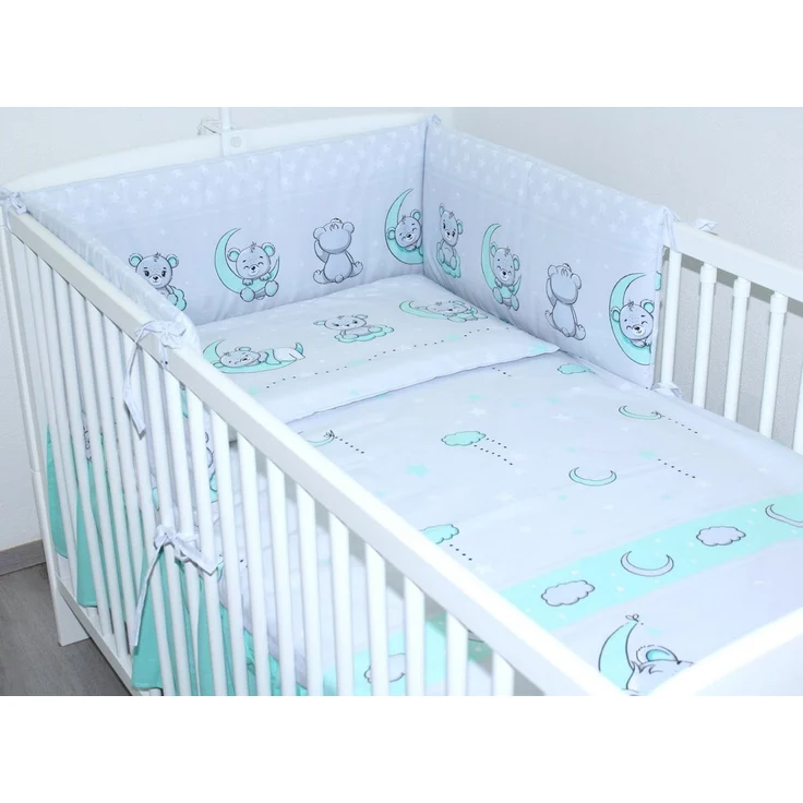 Primawela Babybettwäsche 3 teiliges Baby Bettset mit Bettwäsche und Nestchen für Bett 70x140 cm – Bild 4