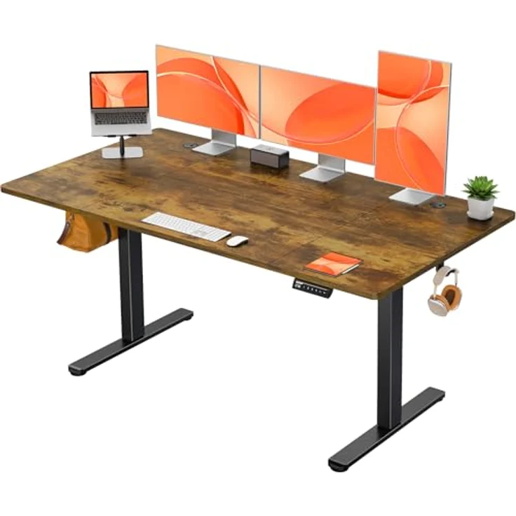 ErGear Elektrisch Höhenverstellbarer Schreibtisch 160x80 cm, Schreibtisch Höhenverstellbar mit 4 Memory-Funktion, Gaming Tisch mit Vierteilige Tischplatte – Bild 2