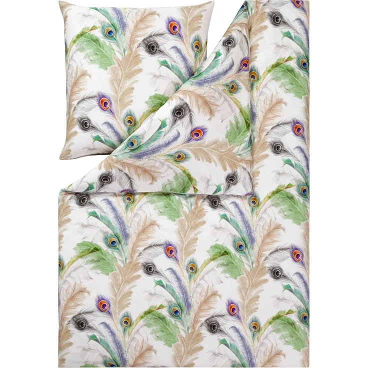 Estella Bettwäsche Feather 4772 985 Multicolor Mako Satin 155 x 220 + 80 x 80 cm
