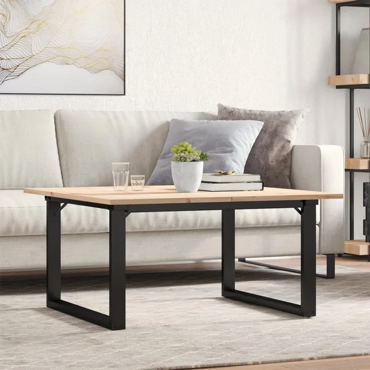 Couchtisch Sofatisch, O-Gestell 90 x 90 x 45 cm Massivholz Kiefer und Stahl d336e – Bild 2