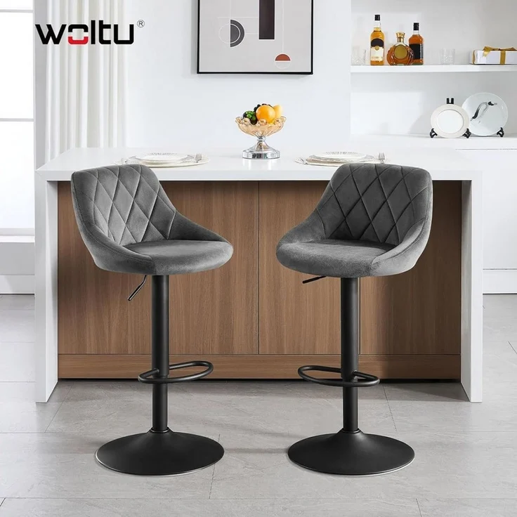 Woltu Barhocker (4 St), Gute gepolsterte Sitzfläche Höhenverstellbar Drehbar – Bild 2