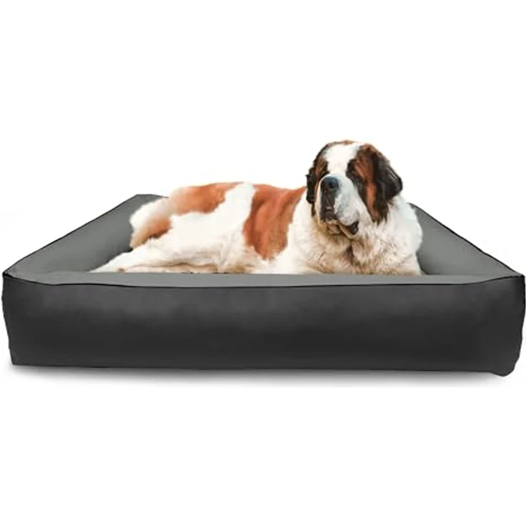 BedDog 2in1 Hundebett MAX QUATTRO, großes Hundekörbchen aus Cordura, waschbares Hundebett mit Rand, Hundesofa (XXXL) ca. 150x110x28cm, ROCK-FLOW (grau/anthrazit) – Bild 5