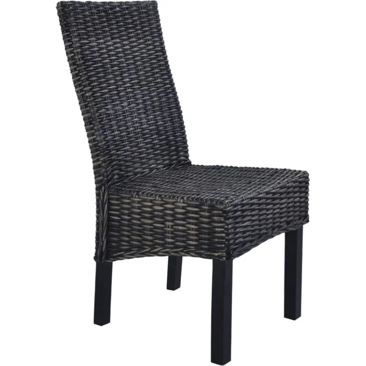 vidaXL Esszimmerstühle 2 Stk. Schwarz Kubu-Rattan und Mahagoniholz 246656 – Bild 3