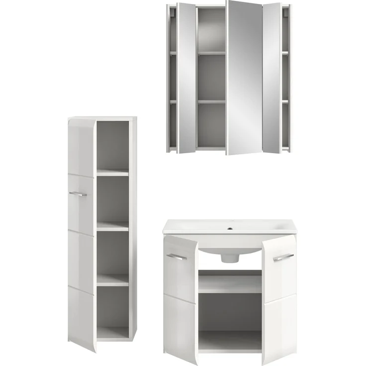 Badezimmer-Set >Ice< in Weiß / Weiß Hochglanz - 105x185x46cm (BxHxT) – Bild 4