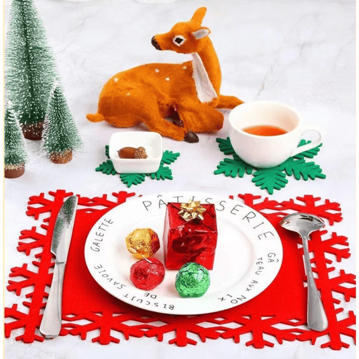 ABC Filz-Platzset- und Untersetzer-Set, Schneeflockenmotiv, 12-teilig – Bild 3