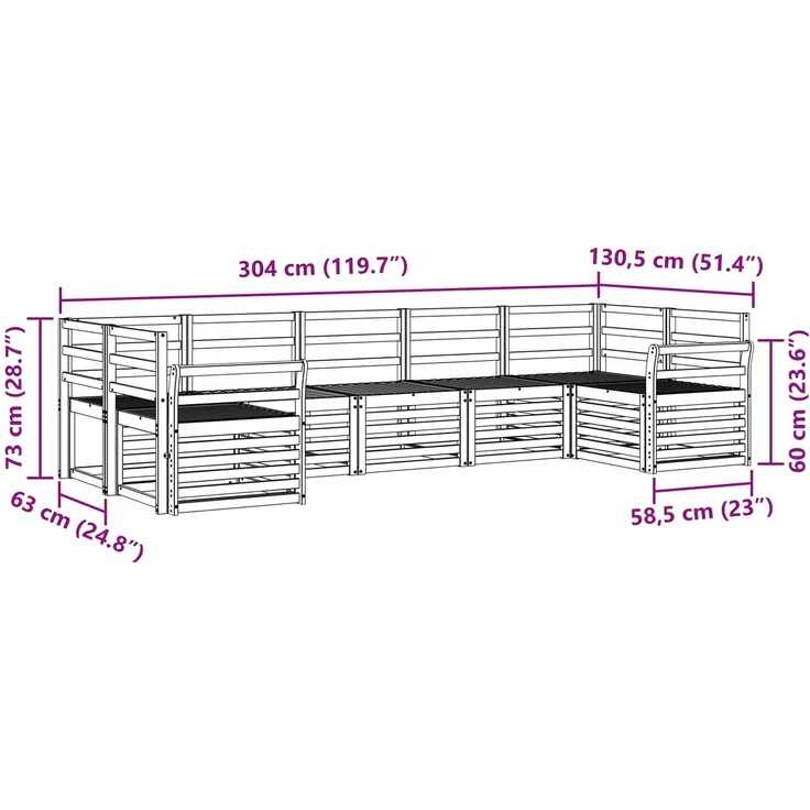 vidaXL Outdoor-Sofagarnitur 7 stk. 7-Sitzer Weiß Massivholz Akazie 3392434 – Bild 6