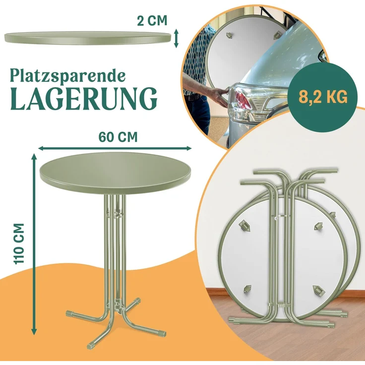 KESSER® Gastro Stehtisch klappbar - Gastronomie Bistrotisch rund - Wetterbeständiger Klapptisch Gartentisch - Runder Partytisch - Hitzebeständig - Stabil und sicher Ø 60 cm, 2er Set, Olive Grün – Bild 6