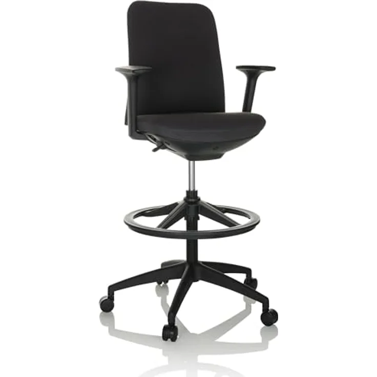 MID.YOU Drehstuhl, Schwarz, Textil, Drehkreuz, 73x115-140x73 cm, inklusive Armlehnen