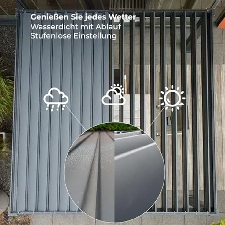 Osoltus E Bioclimatic Lamellen Pergola, elektrisch, Aluminium anthrazit, 4x3 m – Bild 6