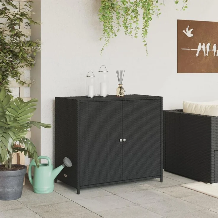 vidaXL Gartenschrank Schwarz 83x45x76 cm Poly Rattan 365543 – Bild 7