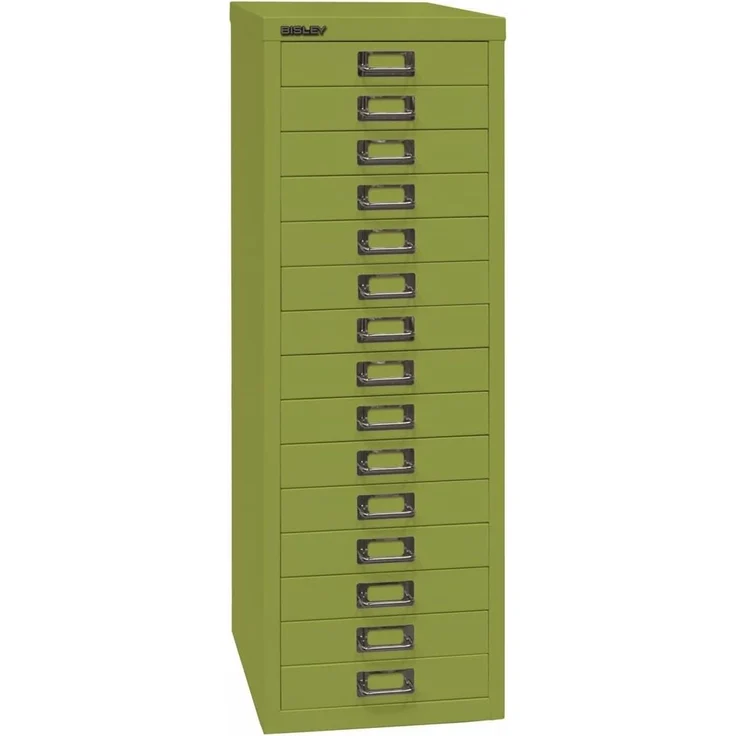 Bisley Multidrawer Schubladenschrank aus Metall mit 15 Schubladen DIN A4 ohne Sockel - Farbe: Grün, L3915-604 – Bild 1
