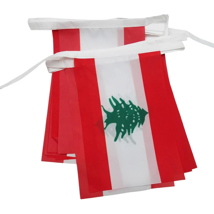 AZ FLAG - Fahnenkette Libanon 6 Meter Mit 20 Flaggen - 21x14 cm - Libanesische Girlande Flaggenkette 14x21 Cm