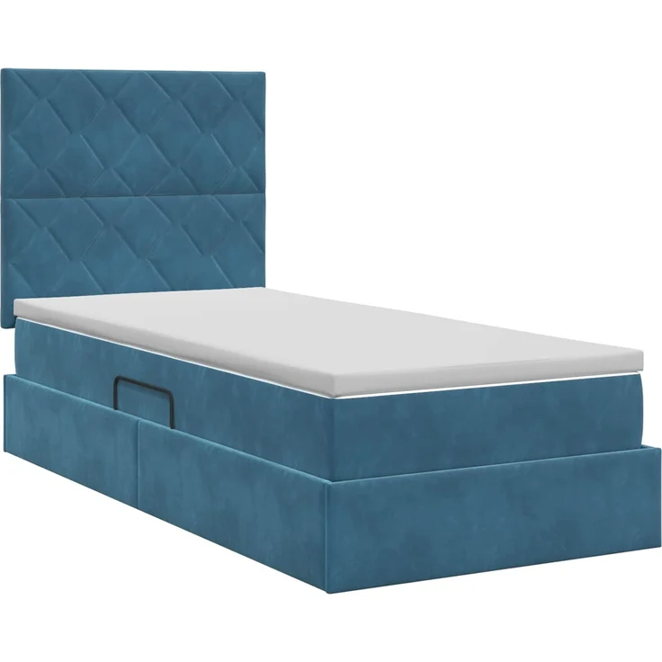 vidaXL Aufbewahrungsbett mit Matratze Dunkelblau 90 x 200 cm Samt 3459727 – Bild 8