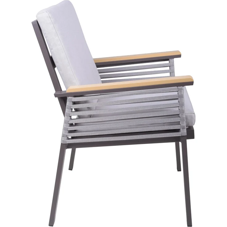 Gartenstuhl 2er Set JASPER - Aluminium, Seilbespannung, Hellgrau | Gartenstühle Wetterfest Essstühle Outdoor Terrasse – Bild 2