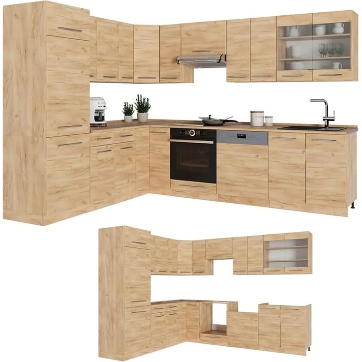 Eckküche Fame-Line Goldkraft Eiche/Goldkraft Eiche 287 x 227 cm, AP Eiche Vicco – Bild 7