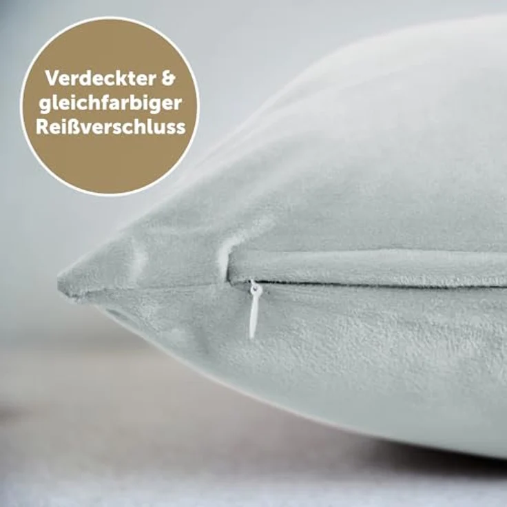 Blumtal Kissenbezug 2er Set - dekorativer Samt Kissenbezug mit verstecktem Reißverschluss, Kissenhülle für Zierkissen, waschbar – Bild 5