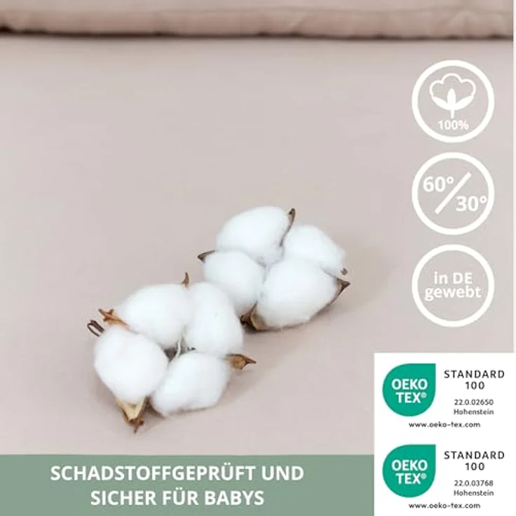 LIMMALAND Wickelauflage 76 × 79 cm mit Wickeltischumrandung – aus 100% Baumwolle, waschbar, sanfter Liegekomfort (Pure Beige, Wickelauflage) – Bild 5