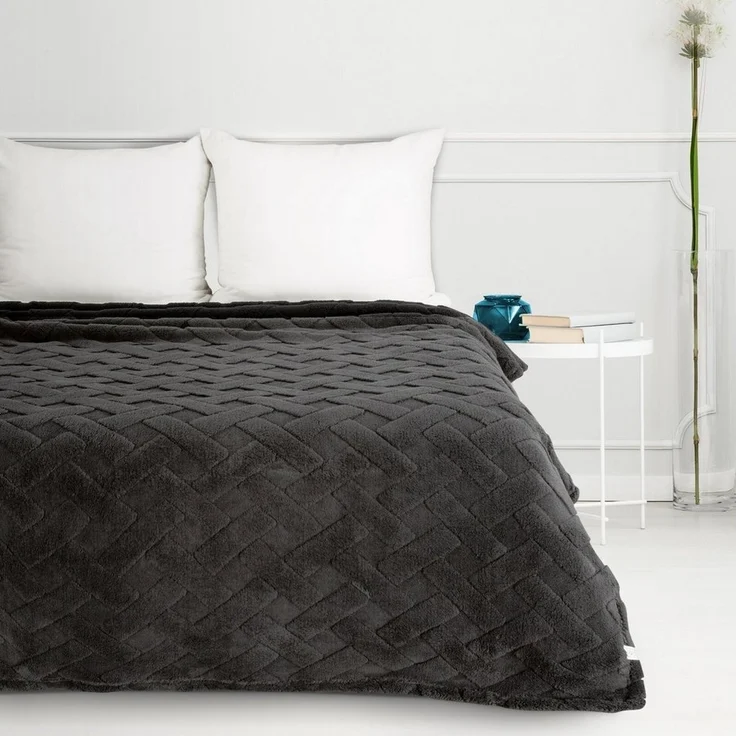 Wohndecke CARO Design91 Karierte Kuscheldecke ideales Geschenk Weiche warme Decke 70x160 cm schwarz – Bild 3