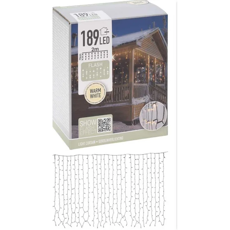 Lichtvorhang LED 2 m Schwarz 200 Warmweiße LED aus PVC