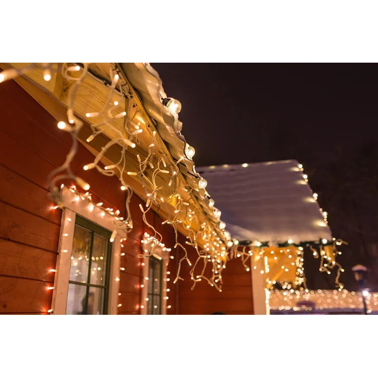 Idena LED Lichter-Kette Eiszapfen mit 400 LED in Warmweiß, mit 8 Stunden Timer Funktion und Transformator, ca. 10,27 m lang, Dekoration von Garten, Balkon, Terrasse und zu Weihnachten – Bild 6