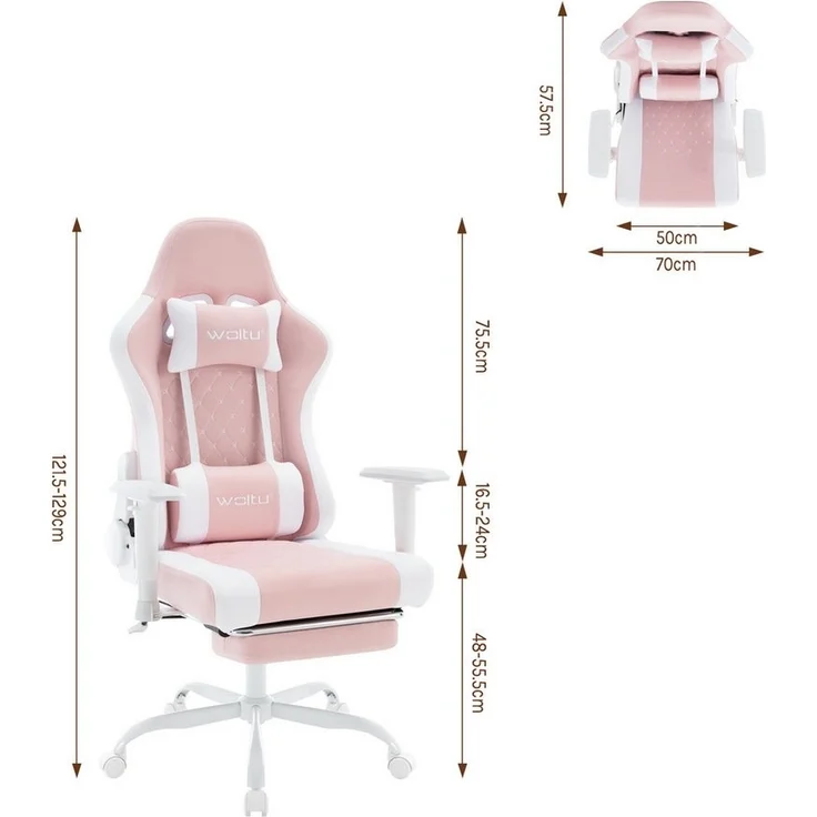 Woltu Gaming-Stuhl (1 St), mit Massagefunktion, ergonomisch, 150 kg, Netzstoff – Bild 2