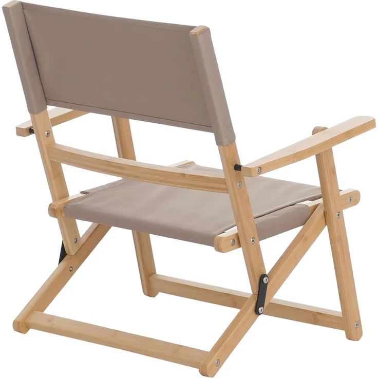 2er-Set Bambus Campingstuhl HWC-Q42, Gartenstuhl Balkonstuhl Freizeitstuhl klappbar Outdoor Stoff/Textil ~ creme – Bild 7