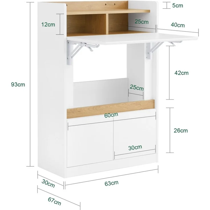 SoBuy FWT109-WN Schreibtisch, Spanplatte, Melamin, Weiß, 63 x 93 x 30 cm – Bild 3