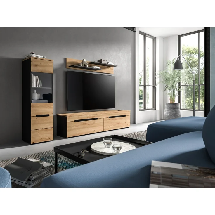 Vitrine (B/H/T: 36x125x33 cm) in Artisan Nachbildung – Bild 5