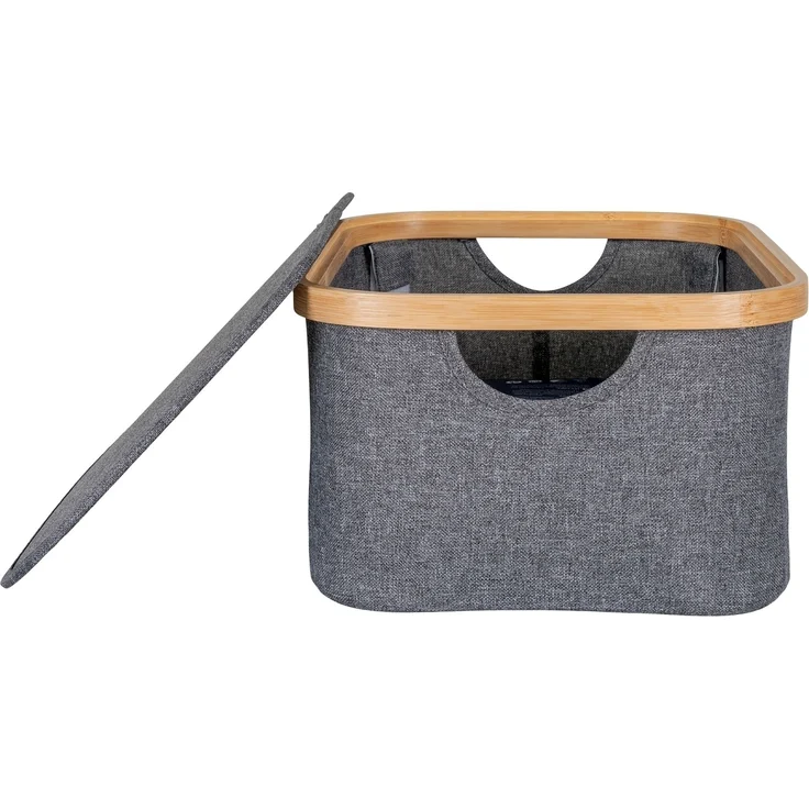 Allzweckkorb >Noto< in Dunkelgrau, Bambus, Polyester - 26x16x38cm (BxHxT) – Bild 3