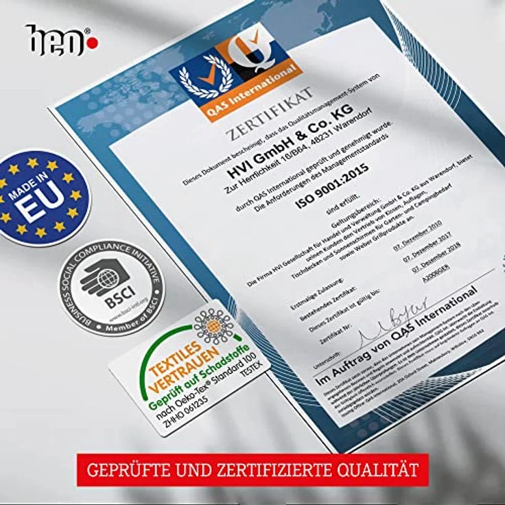 Beo Hochlehner Auflagen Waschbar Ascot | Made in EU Premium Plus Qualität | UV-beständige Gartenstuhlauflagen Hochlehner mit Reißverschluss | Atmungsaktive Stuhlauflagen Hochlehner in Hell-Grau – Bild 7
