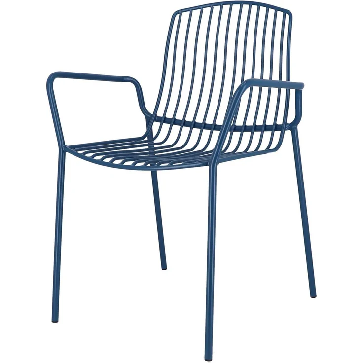 Mori Outdoor Stuhl aus Stahl blau mit Armlehnen – Bild 6