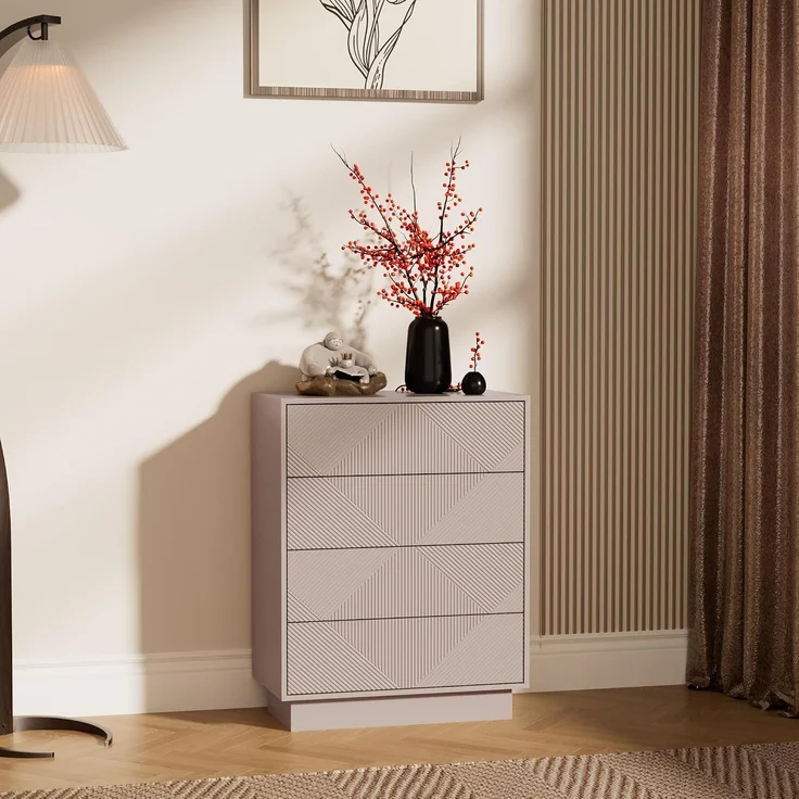 UEV Kommode mit 4 Schubladen, Kommodenschrank Sideboard schmal (Moka), Sideboard Schubladenschrank Push to Open, Mehrzweckschrank für Wohnzimmer Schlafzimmer Flur Büro 60x33,5x77,5cm--Mokka--60x33.5x77.5cm--YOUDENOVA – Bild 2