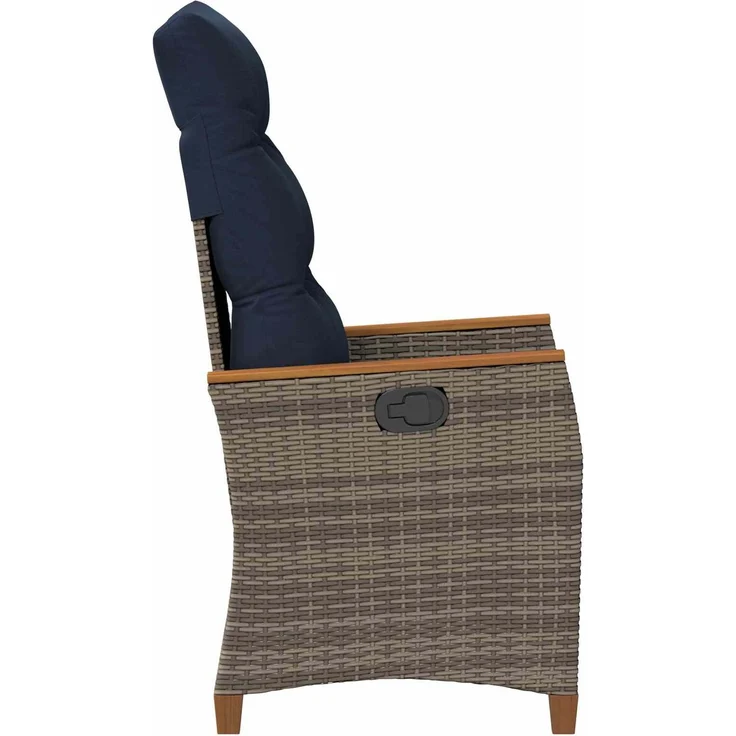 vidaXL Verstellbarer Gartenstuhl Grau und Marineblau Poly-Rattan 42026862 – Bild 5